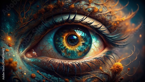 Captivating Low Light Abstract Eye Composition Highlighting Intricate Patterns and Ethereal Colors for Artistic Exploration in Photographic Artistry