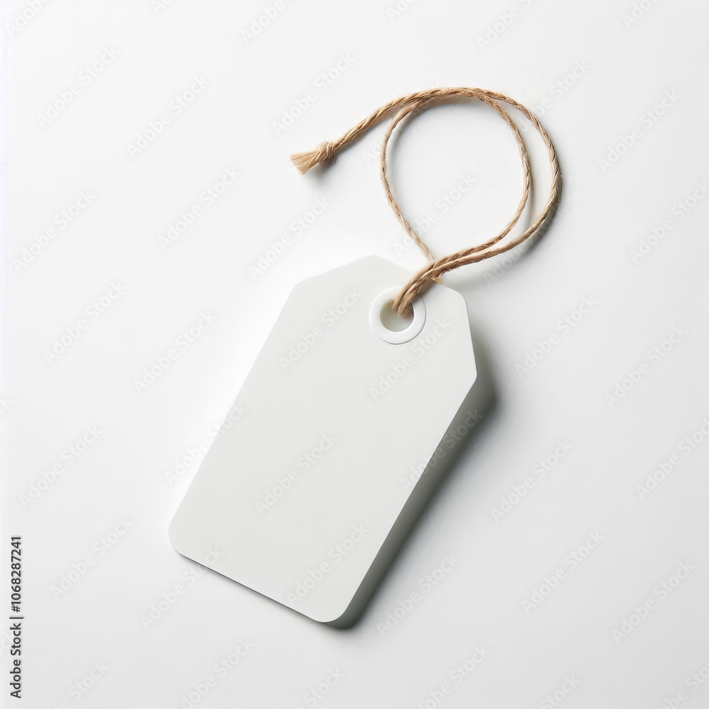 Fototapeta premium Blank white price tag isolated on white background, perfect for product labeling and pricing