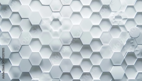 Abstract White Hexagon Pattern with Distorted Shapes