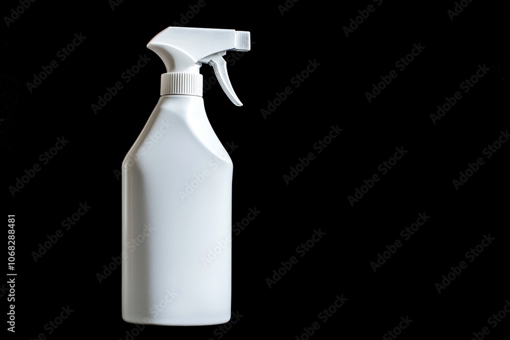 A plain white spray bottle with a trigger nozzle, typically used for cleaning or dispensing liquids. A plain white spray bottle with a trigger nozzle, typically used for cleaning or dispensing liquids.