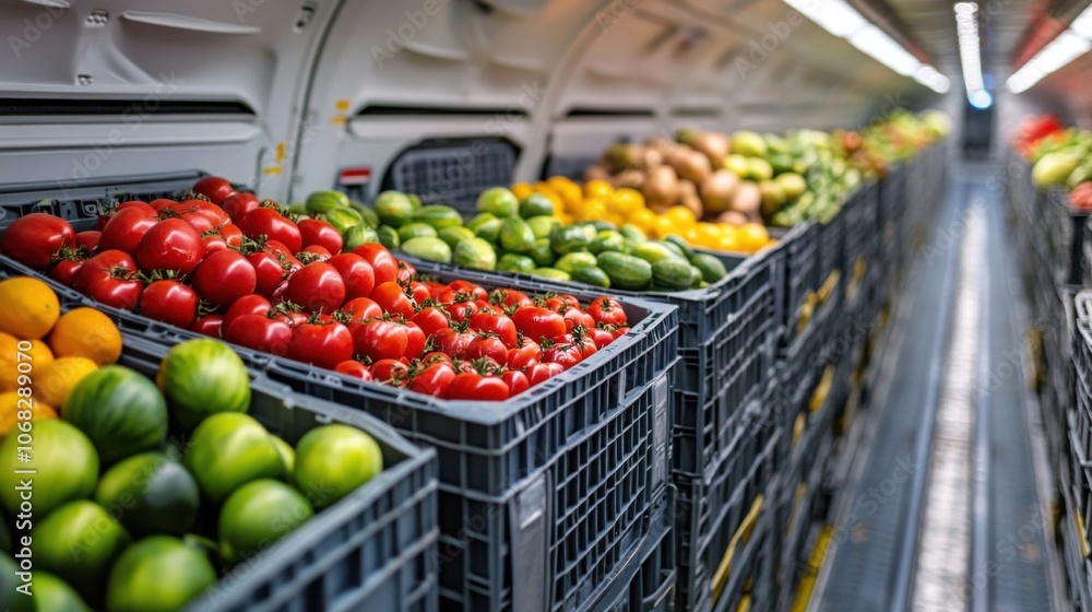 Airplane fresh produce symbolizes cold chain logistics perishable goods Airplane fresh produce symbolizes cold chain logistics perishable goods