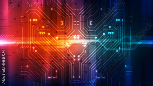 Abstract technology background. Circuit board, high computer technology. Vector illustration photo