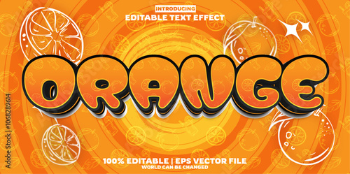 New Juice Orange editable text effect in modern trend style