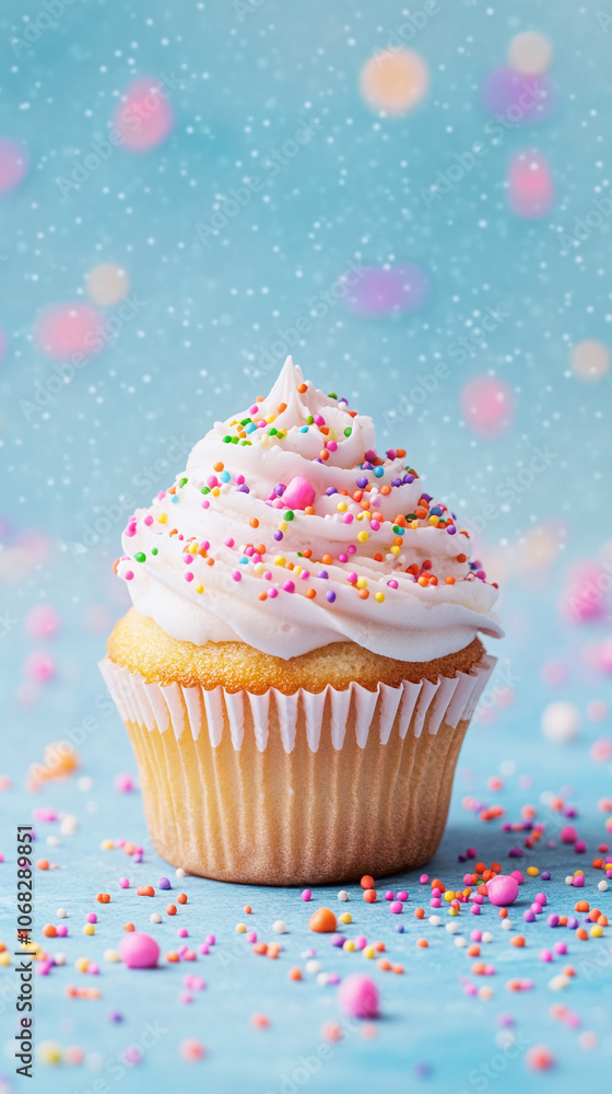 Close-up of a Delicious Cupcake with Sprinkles Close-up of a Delicious Cupcake with Sprinkles