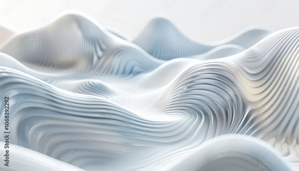 Obraz premium Abstract White Wavy 3D Surface with Smooth Curves