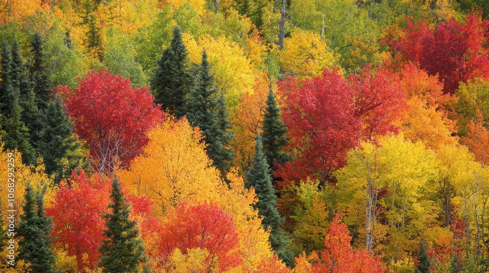 Fall Splendor: Vibrant Autumn Forest with Trees in Red, Orange, Gold Contrasting Evergreens - Ultra-Detailed Nature Photo Fall Splendor: Vibrant Autumn Forest with Trees in Red, Orange, Gold Contrasting Evergreens - Ultra-Detailed Nature Photo