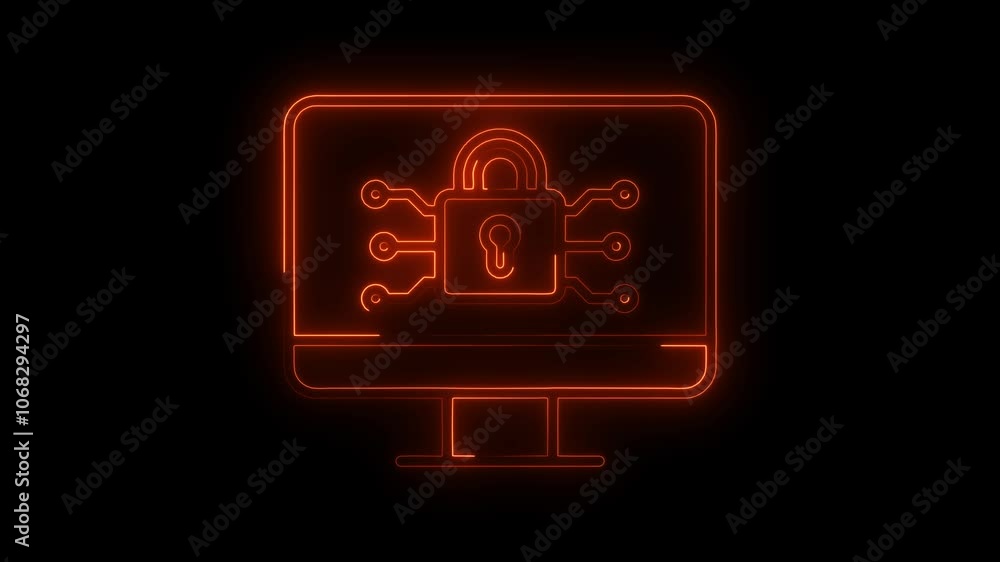 Network security neon icon in line style. Data protection concept. Cyber technology web services. Network security neon icon in line style. Data protection concept. Cyber technology web services.