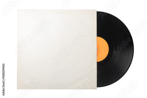 Vynil record in old blank white paper cover