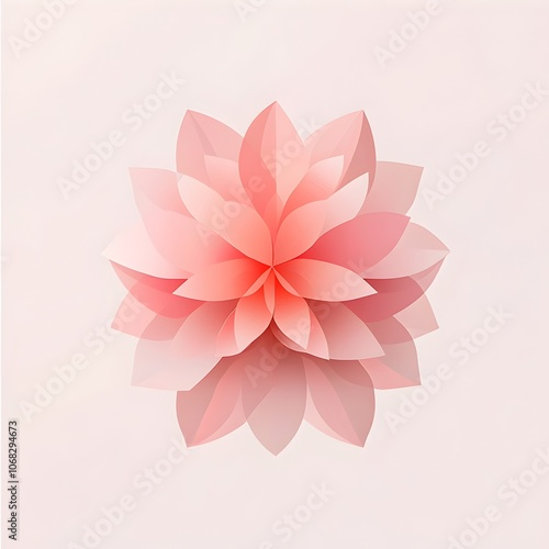 Minimalist Geometric Flower Logo with Subtle 3D Shading in Pink Palette