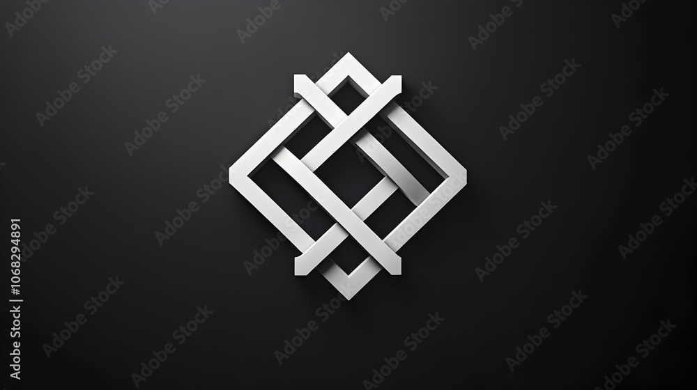 Elegant Symmetrical White Emblem Logo on Dark Backdrop Minimalist Abstract Graphics Design Elegant Symmetrical White Emblem Logo on Dark Backdrop Minimalist Abstract Graphics Design