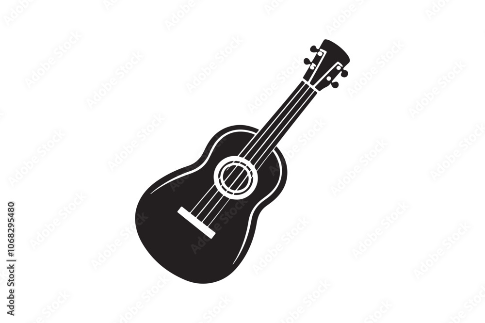 Fototapeta premium Ukulele Silhouette vector illustration, Ukulele Silhouette 