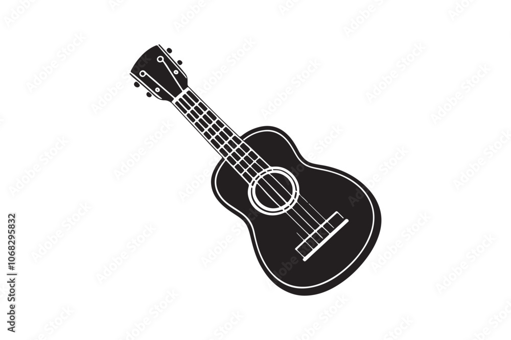 Fototapeta premium Ukulele Silhouette vector illustration, Ukulele Silhouette 