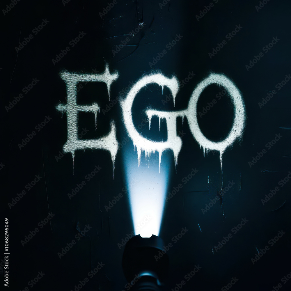 Fototapeta premium A light shines on the word 