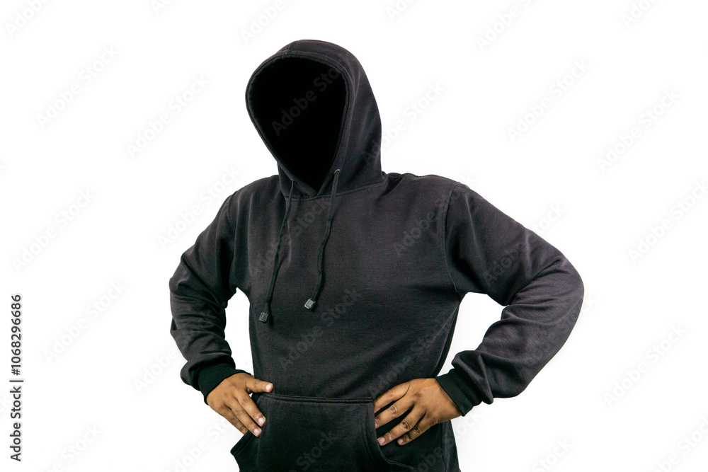 Man in hoodie isolated on white background Man in hoodie isolated on white background
