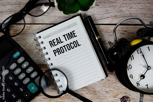 Real Time Protocol (RTP) text on notepad, Business and Financial concept background photo