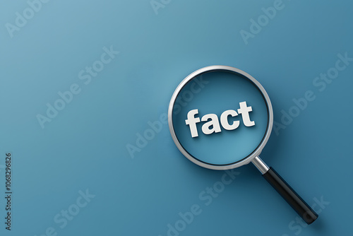 Magnifying Glass Hovering Over the Word ‘Fact’ – Symbolising Research, Investigation, and Information Discovery Concept