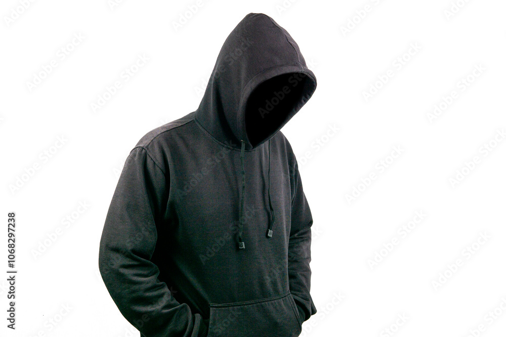 Man in hoodie isolated on white background Man in hoodie isolated on white background
