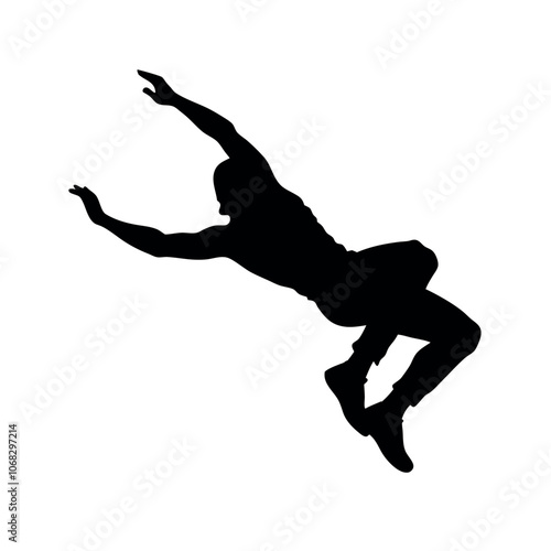 a man parkour silhouette isolated white background