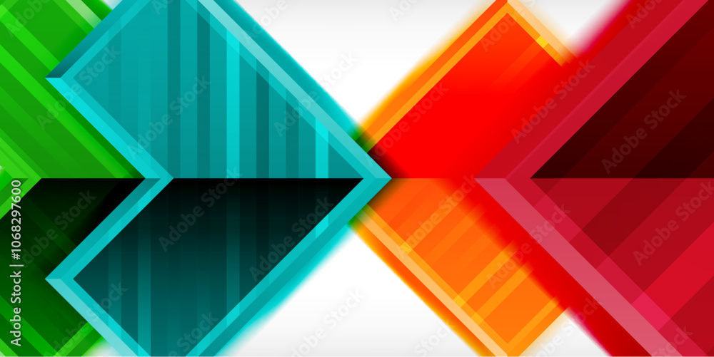 Arrow symbols created with 3d effects and line texture geometric abstract background