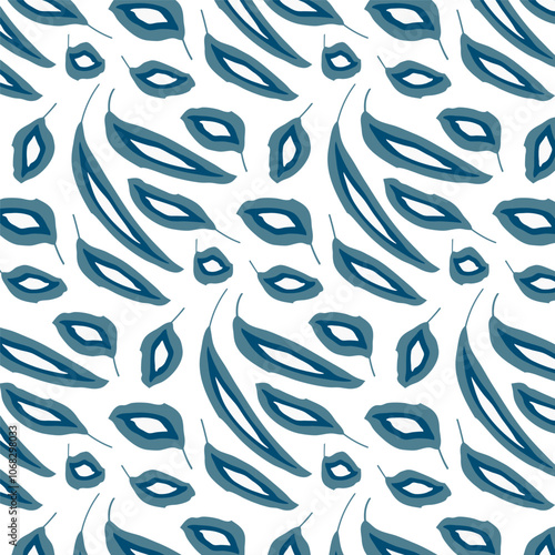 Blue leaves on a white background