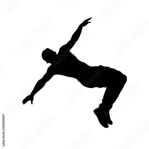 a man parkour silhouette isolated white background