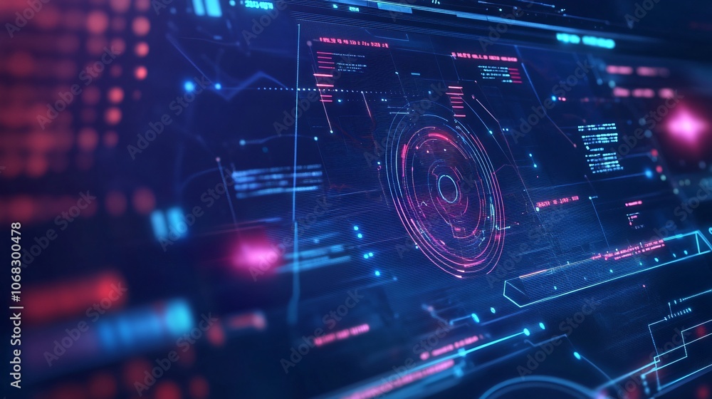 Abstract Futuristic Interface with Glowing Lines and Circles Abstract Futuristic Interface with Glowing Lines and Circles