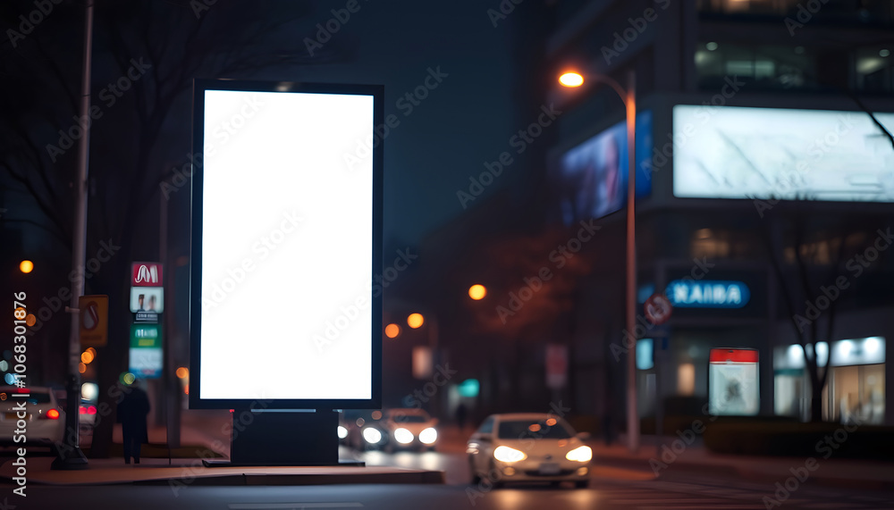 Empty advertising billboard or light box with copy space for your text message or media content in subway train station or airport information board commercial marketing concept.