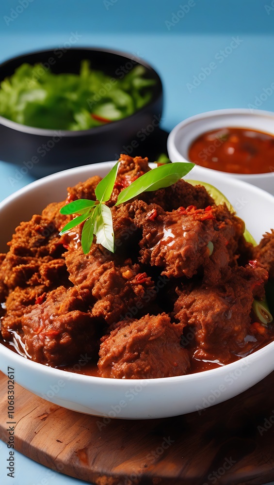 Delicious Randang dish, Food Made from Beef Stew and Coconut Milk with Various Herbs and Spices Delicious Randang dish, Food Made from Beef Stew and Coconut Milk with Various Herbs and Spices