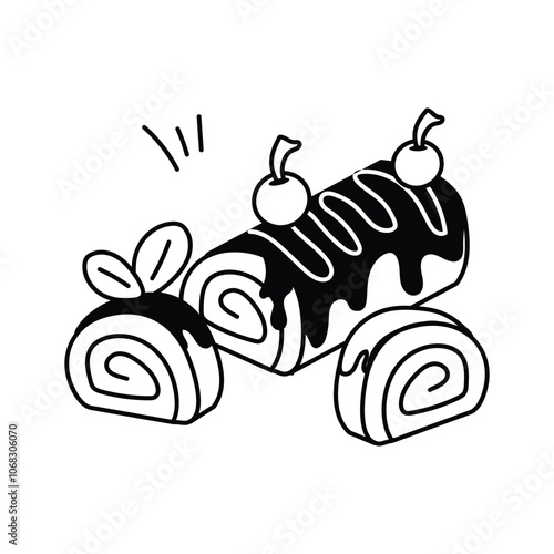 Delicious swiss roll cake vector design, bakery, dessert and sweet treat concept