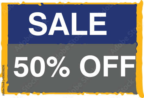 Sale 50 Off discount deal tag banner design template modern new sticker graphic ribbon promotion