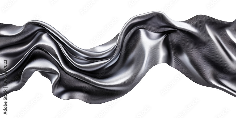 isolated silver wavy silk or satin fabric banner isolated silver wavy silk or satin fabric banner