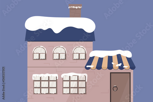winter house illustration
