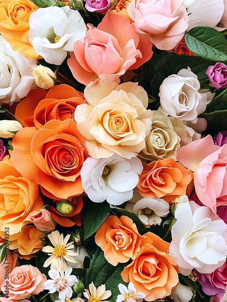 A Bouquet of Roses in Soft Hues. A Bouquet of Roses in Soft Hues.
