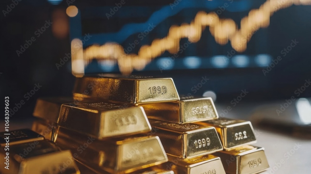 Gold bars rising chart symbolizes growth price increase investment Gold bars rising chart symbolizes growth price increase investment