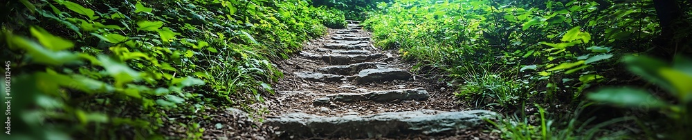 A path with a series of steps leading up to a hill A path with a series of steps leading up to a hill