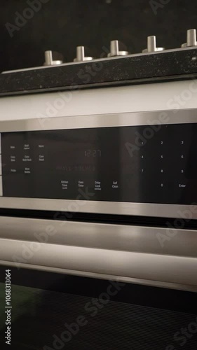 This stylish stainless steel oven control panel has advanced touchscreen options for modern kitchens and cooks