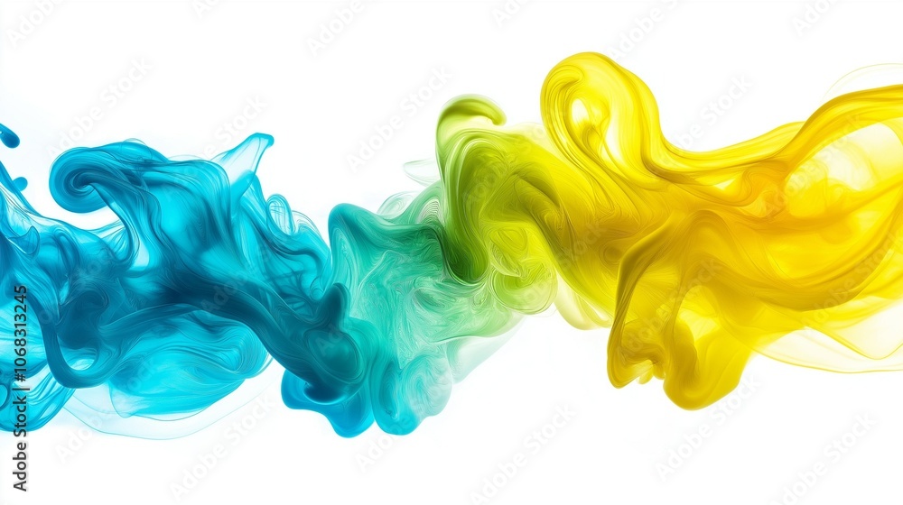Fototapeta premium abstract yellow green blue liquid isolated on white background