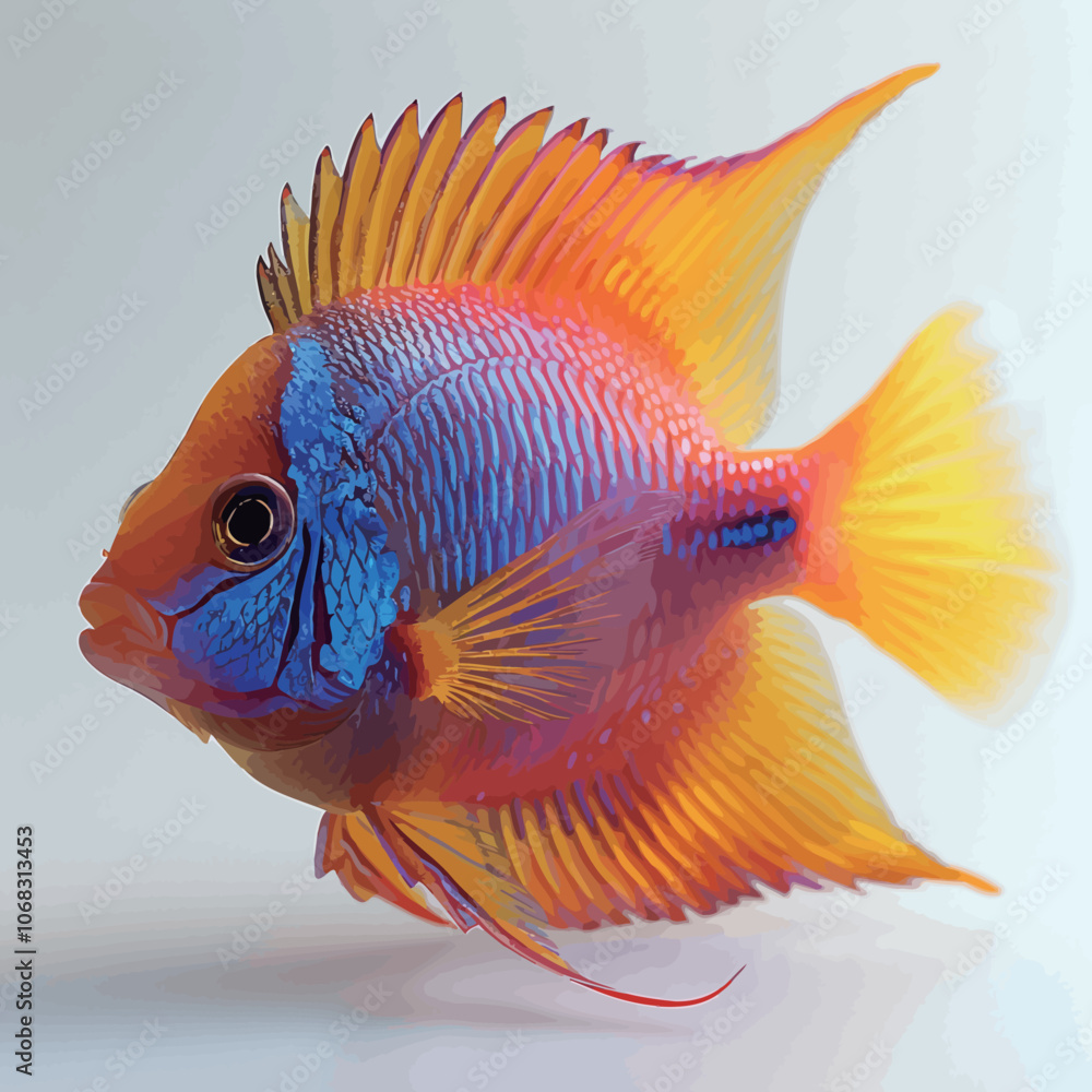Fototapeta premium close up of a colorful discus fish isolated on a white background