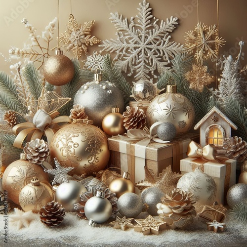 Christmas composition for decorating stylish cards and festive designs