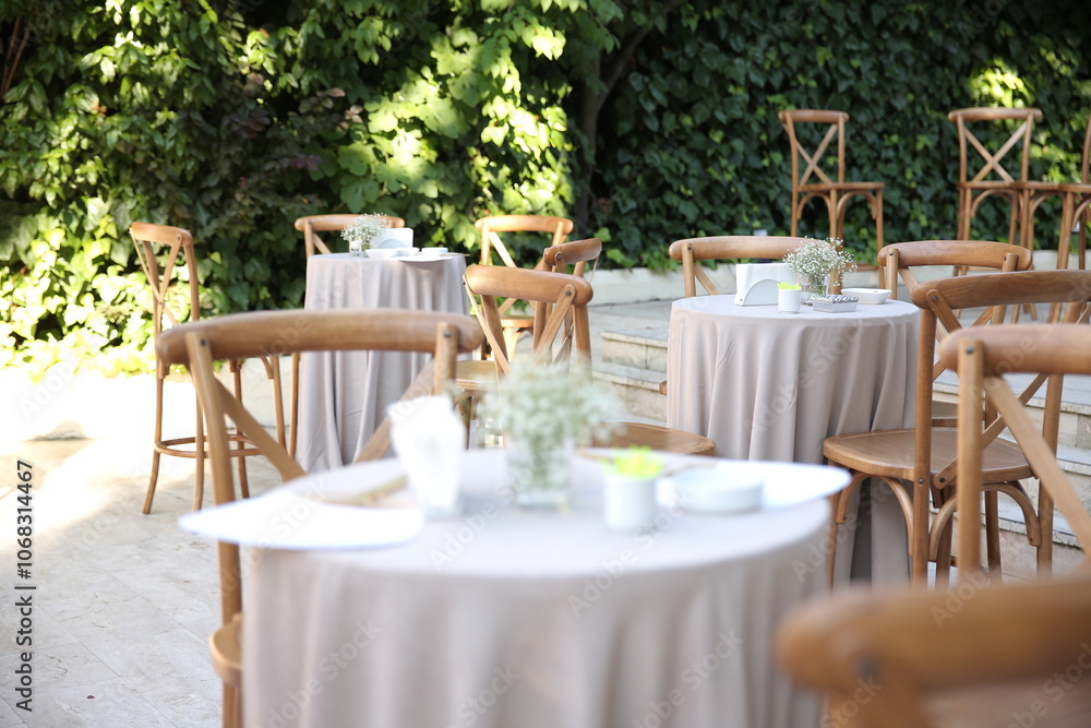 High Tables and Chairs Set for an Outdoor Event or Wedding