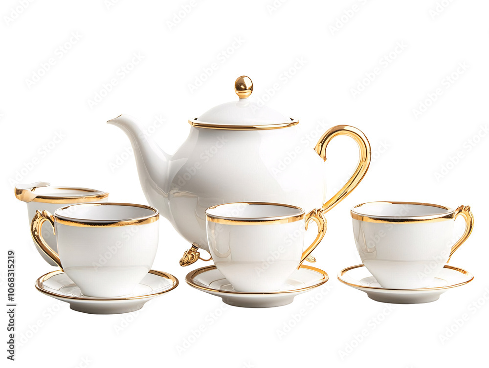 a tea set with gold trim a tea set with gold trim