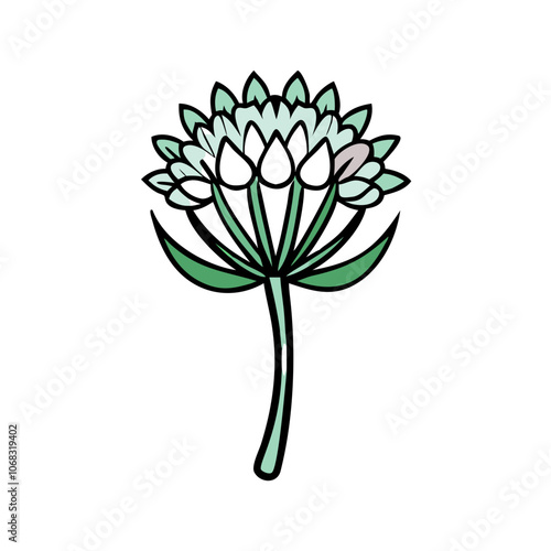 allium flower vector icon, vector flower illustration, flower icon - simple vector illustration of a allium flower, ideal for floral designs, botanical art, and nature-themed projects..
