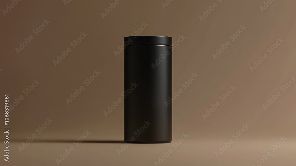 Elegant Black Container on Neutral Background Elegant Black Container on Neutral Background
