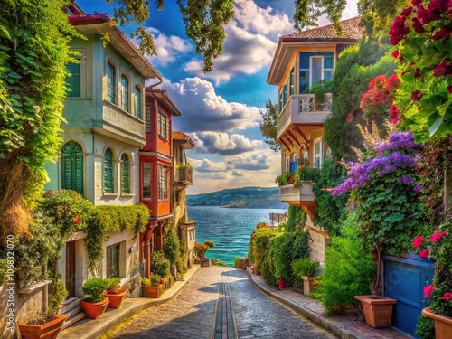 Surreal Streets of Heybeliada Island: Dreamlike Views of Unique Architecture and Lush Landscapes in Istanbul's Idyllic Island Setting