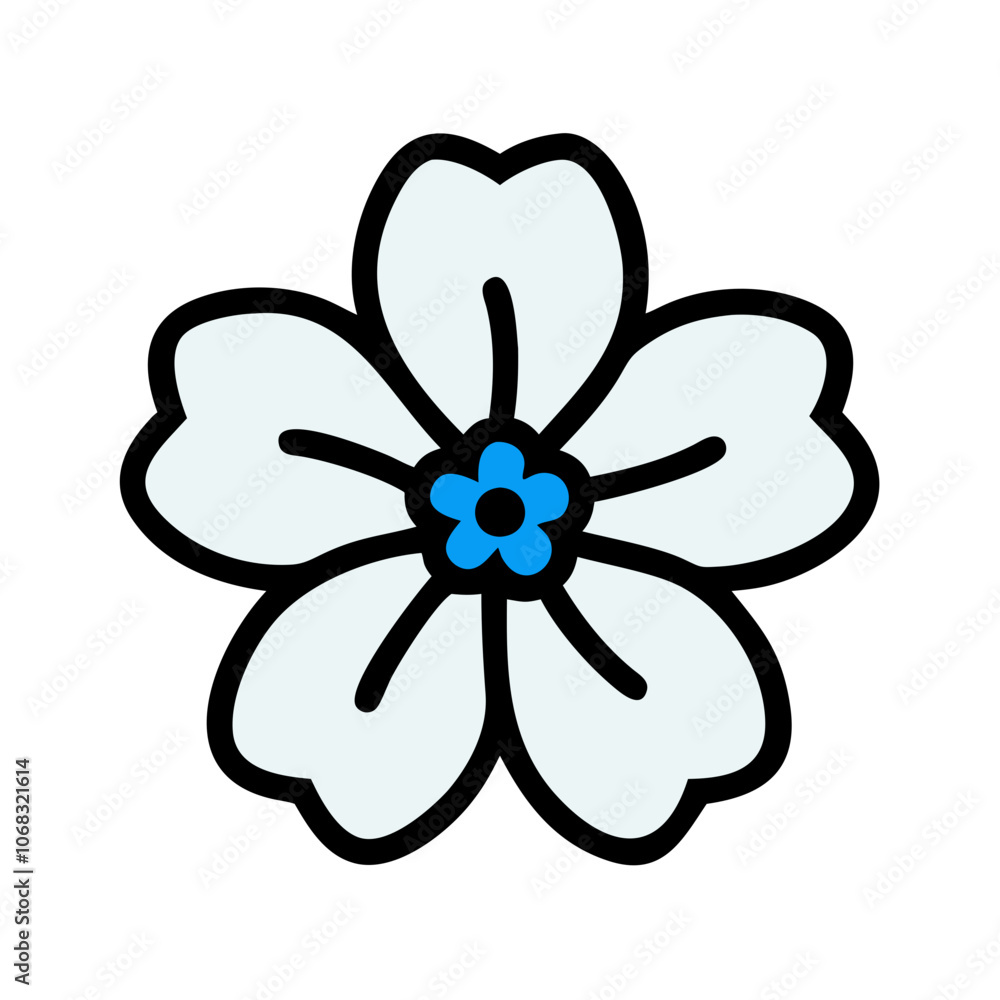 forget me not flower vector icon, vector flower illustration, flower icon - simple vector illustration of a forget me not flower, ideal for floral designs, botanical art, and nature-themed projects.. forget me not flower vector icon, vector flower illustration, flower icon - simple vector illustration of a forget me not flower, ideal for floral designs, botanical art, and nature-themed projects..