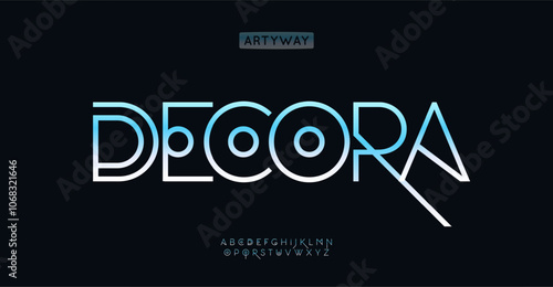 Linear geometric alphabet, sleek outline letters, extraterrestrial font for upscale logo, minimal headline, ornamental geometrical typographic design. Abstract decorative typeface. Vector typeset.