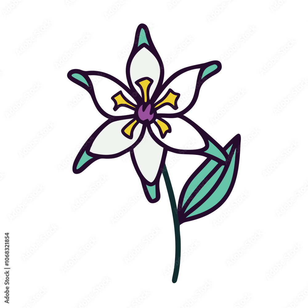 Naklejka premium columbine flower vector icon, vector flower illustration, flower icon - simple vector illustration of a columbine flower, ideal for floral designs, botanical art, and nature-themed projects..