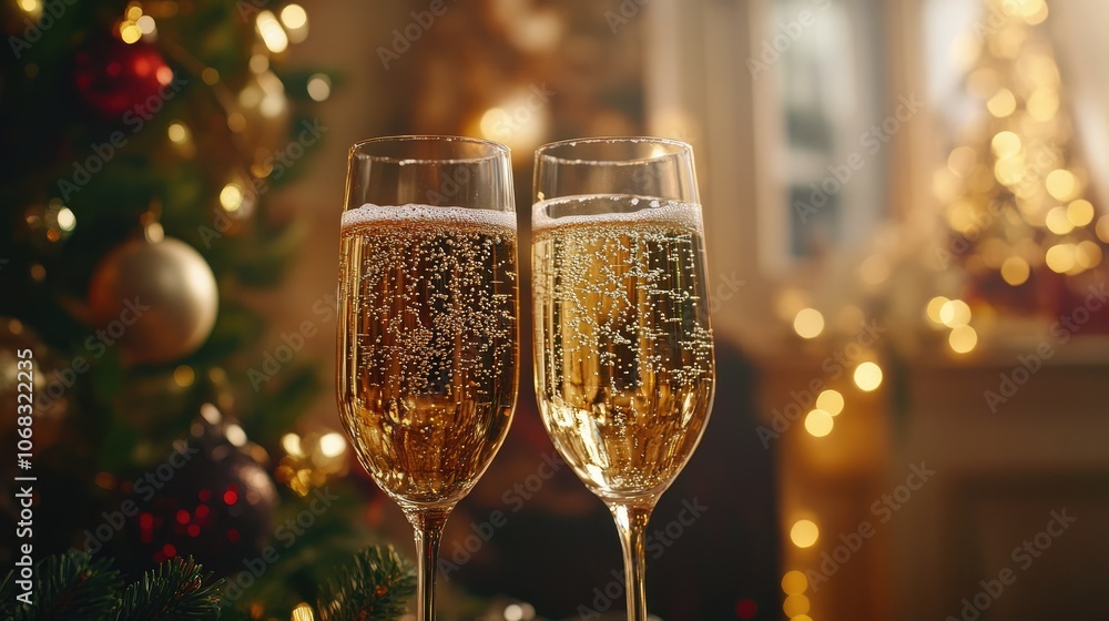 Sparkling Celebration Toast with Bubbles and Lights Sparkling Celebration Toast with Bubbles and Lights