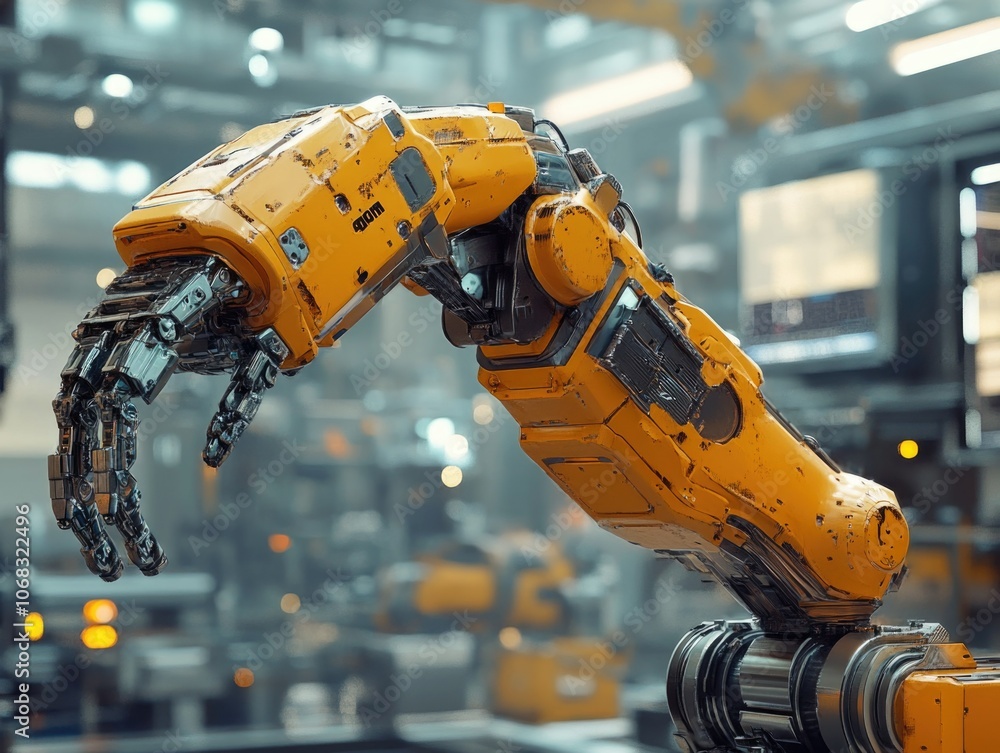 High-Tech Robotic Arm in Industrial Setting High-Tech Robotic Arm in Industrial Setting