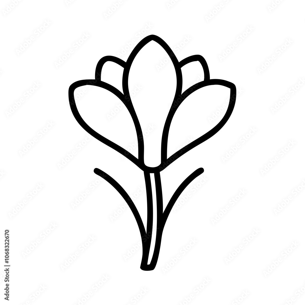 crocus flower vector icon, vector flower illustration, flower icon - simple vector illustration of a crocus flower, ideal for floral designs, botanical art, and nature-themed projects.. crocus flower vector icon, vector flower illustration, flower icon - simple vector illustration of a crocus flower, ideal for floral designs, botanical art, and nature-themed projects..